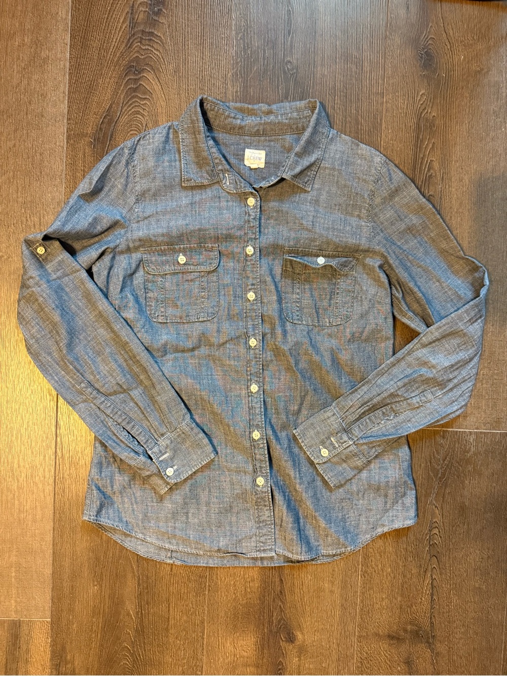 J. Crew Chambray Button-Up Shirt - Blue